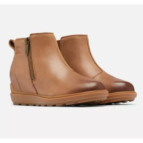 SOREL Evie II Zip Winter Waterproof Bootie Womens 8.5 Leather Ankle Wedge Boots - Picture 12 of 12